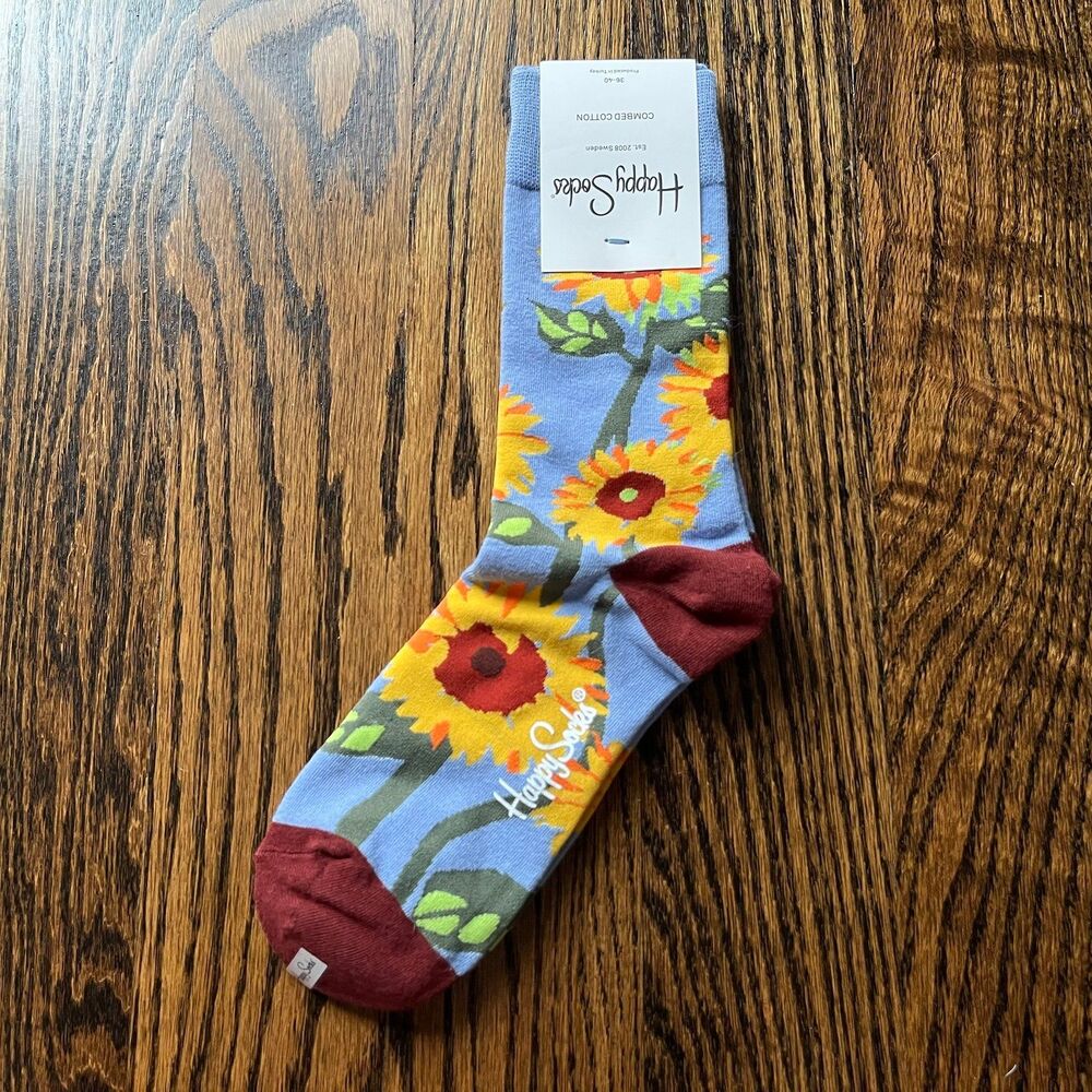 NWT - Happy Socks Women's Combed Cotton Sun Flowers Socks (US 5.5-9.5 EU 36-40)